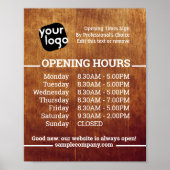 カスタマイズ可能なロゴとテキストの営業時間 ポスター (正面)