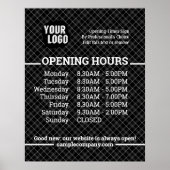 カスタマイズ可能なロゴとテキストの営業時間 ポスター (正面)