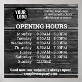 カスタマイズ可能なロゴとテキストの営業時間 ポスター (正面)