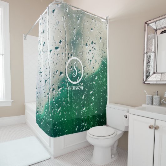 カスタマイズ可能なロゴと文字シューズ付き水滴 シャワーカーテン (インサイチュ)