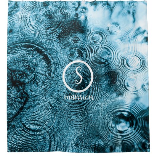 カスタマイズ可能なロゴと文字シューズ付き水滴 シャワーカーテン (正面)