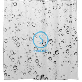 カスタマイズ可能なロゴと文字付き水滴 シャワーカーテン