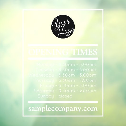 カスタマイズ可能なロゴと文字営業時間 ウィンドウサイン (シート3)