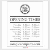 カスタマイズ可能なロゴと文字営業時間 シール (シート)