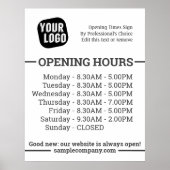 カスタマイズ可能なロゴと文字営業時間 ポスター (正面)