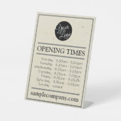 カスタマイズ可能なロゴと文字営業時間 台座サイン (正面)