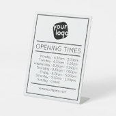 カスタマイズ可能なロゴと文字営業時間 台座サイン (正面)