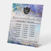 カスタマイズ可能なロゴと文字営業時間 台座サイン (正面)