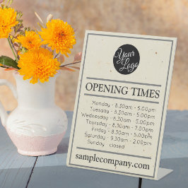 カスタマイズ可能なロゴと文字営業時間 台座サイン