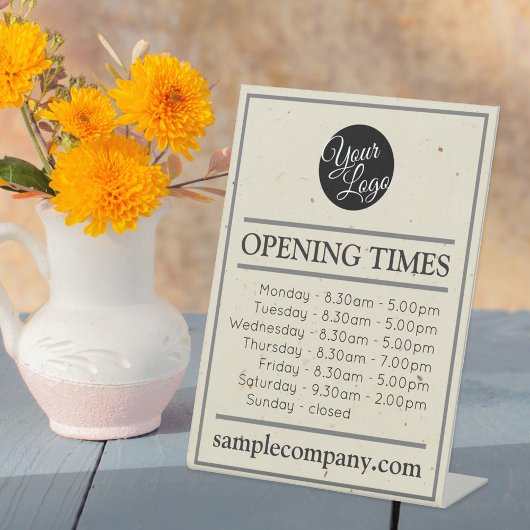 カスタマイズ可能なロゴと文字営業時間 台座サイン