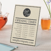 カスタマイズ可能なロゴと文字営業時間 台座サイン (インサイチュ)