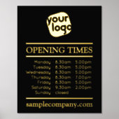 カスタマイズ可能なロゴと文字営業時間 箔ポスター (正面)