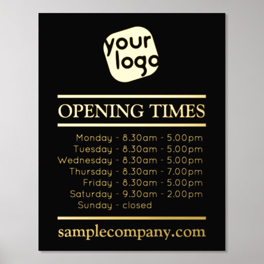 カスタマイズ可能なロゴと文字営業時間 箔ポスター (正面)