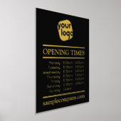 カスタマイズ可能なロゴと文字営業時間 箔ポスター (レイダウン)