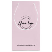カスタマイズ可能なロゴとWebサイトピンクビジネス スモールペーパーバッグ (裏面)