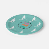 カスタマイズ可能なロゴフォトスキーヤースキーティール(緑がかった色) ペーパープレート (アングル)