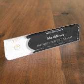 カスタマイズ可能なロゴ大きい四角形（白黒） デスクネームプレート (側面)