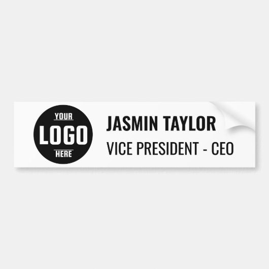 カスタマイズ可能なロゴ & 職位 | 現代的 ミニマル主義 バンパーステッカー (正面)