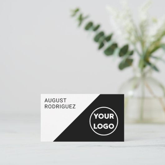 カスタマイズ可能なロゴQRコード白黒幾何学的 名刺 (スタンド正面)