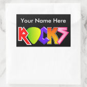 カスタマイズ可能なロックアンドロールシール（黒） 長方形シール (バッグ)