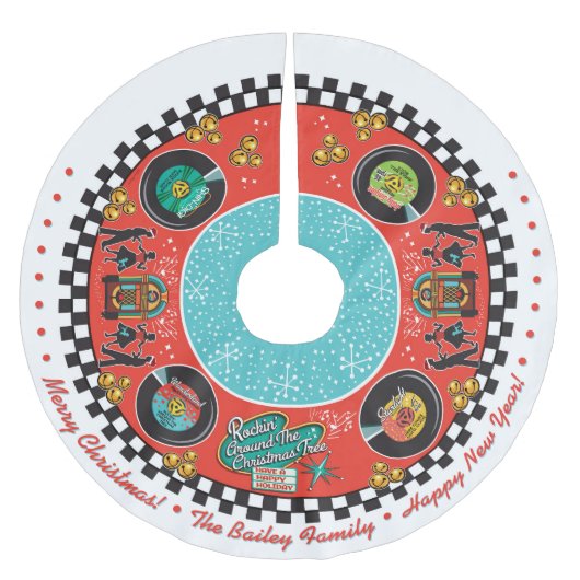 カスタマイズ可能なロックインのまわりにクリスマス ブラッシュドポリエステルツリースカート (正面)