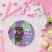 カスタマイズ可能なロットワイラー誕生日 ペーパープレート (パーティー)