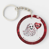 カスタマイズ可能なロマンチックなバレンタインデーハート キーホルダー (正面)