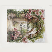 カスタマイズ可能なロマンチック結婚なアーチの背景 タペストリー (正面(横))