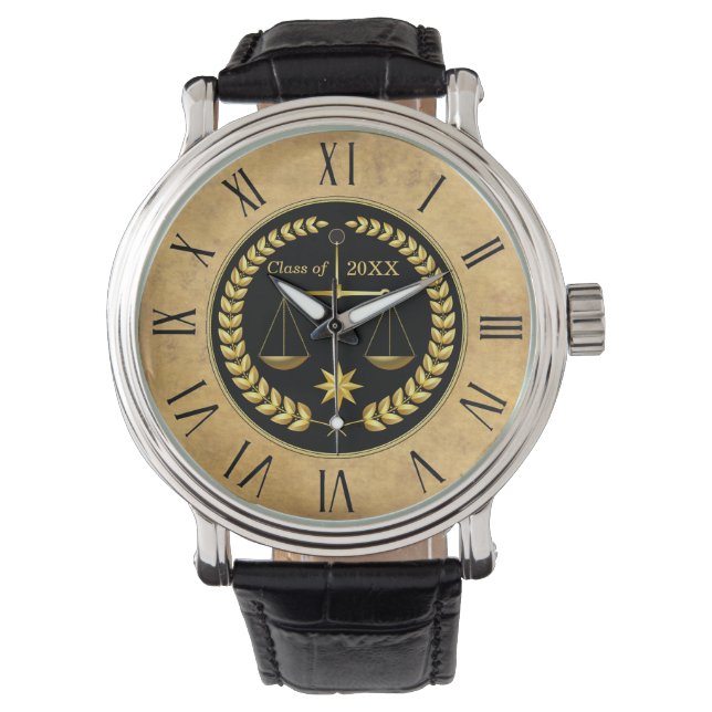 カスタマイズ可能なロースクール卒業式ギフトマン 腕時計 (正面)