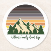 カスタマイズ可能なロードトリップグリーンフォレスト自然 ラウンドペーパーコースター (正面)