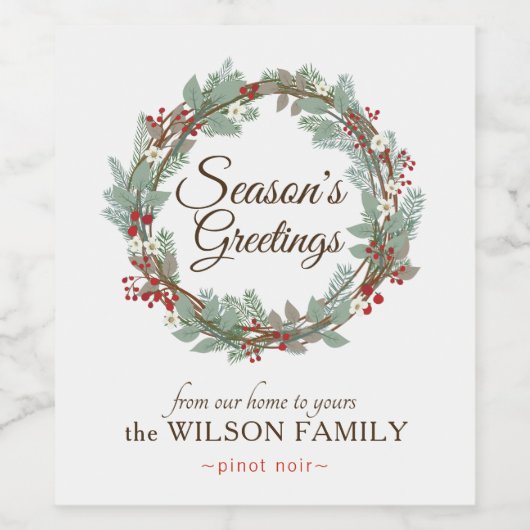 カスタマイズ可能なワインラベルと素朴リース ワインラベル (シングルラベル)