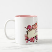 カスタマイズ可能なヴィンテージかわいいガーリーフローラ花嫁 ツートーンマグカップ (左)