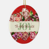 カスタマイズ可能なヴィンテージかわいらしバラの世界への喜び セラミックオーナメント (右)