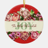 カスタマイズ可能なヴィンテージかわいらしバラの世界への喜び セラミックオーナメント (正面)