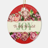 カスタマイズ可能なヴィンテージかわいらしバラの世界への喜び セラミックオーナメント (左)