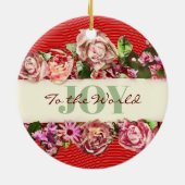 カスタマイズ可能なヴィンテージかわいらしバラの世界への喜び セラミックオーナメント (裏面)
