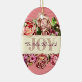 カスタマイズ可能なヴィンテージかわいらしバラの世界への喜び セラミックオーナメント (右)