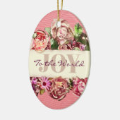 カスタマイズ可能なヴィンテージかわいらしバラの世界への喜び セラミックオーナメント (左)