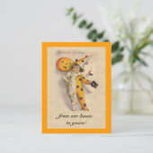 カスタマイズ可能なヴィンテージで可愛いハロウィーンアートを文字 ポストカード (スタンド正面)