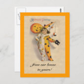 カスタマイズ可能なヴィンテージで可愛いハロウィーンアートを文字 ポストカード (正面/裏面)