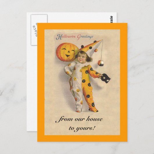 カスタマイズ可能なヴィンテージで可愛いハロウィーンアートを文字 ポストカード (正面/裏面)