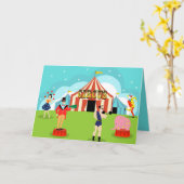 カスタマイズ可能なヴィンテージのサーカスの挨拶状 カード (黄色い花)