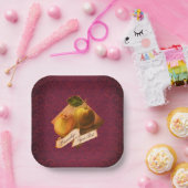 カスタマイズ可能なヴィンテージアップル エレガントな紫のダマスク ペーパープレート (パーティー)