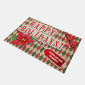 カスタマイズ可能なヴィンテージアンティークハッピーホリデーズレトロ ドアマット (アングル)