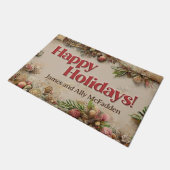 カスタマイズ可能なヴィンテージアンティークハッピーホリデー ドアマット (アングル)