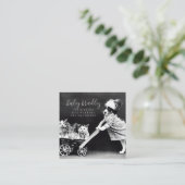 カスタマイズ可能なヴィンテージイヌグルーミング スクエア名刺 (スタンド正面)