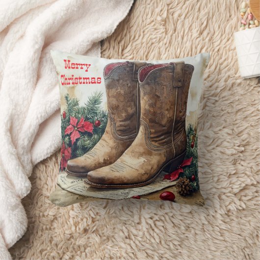 カスタマイズ可能なヴィンテージカウボーイクリスマス クッション (ブランケット)