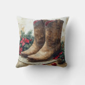 カスタマイズ可能なヴィンテージカウボーイクリスマス クッション (裏面)