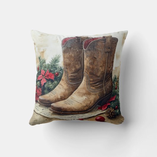 カスタマイズ可能なヴィンテージカウボーイクリスマス クッション (裏面)