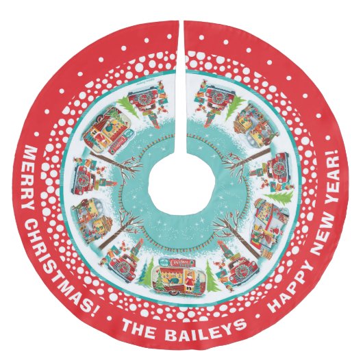 カスタマイズ可能なヴィンテージキャンパー ブラッシュドポリエステルツリースカート (正面)